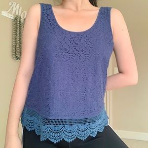 🛍Navy Blue Lace Tank Top